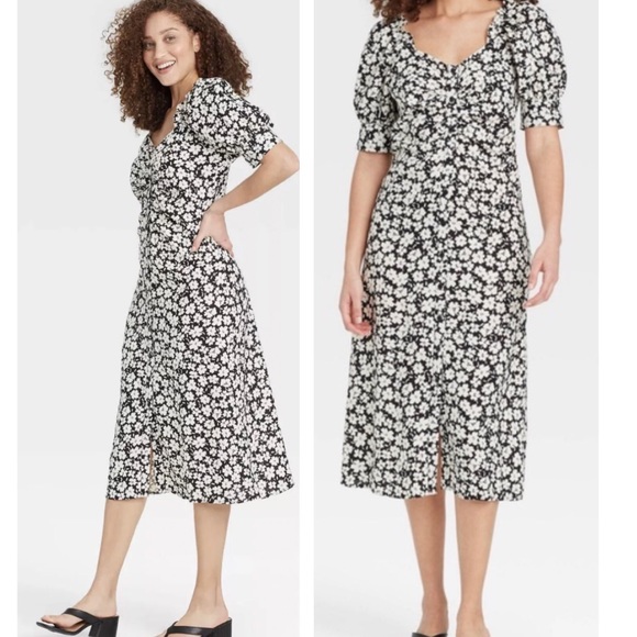 Who What Wear Midi Floral Button Dress - Picture 6 of 6